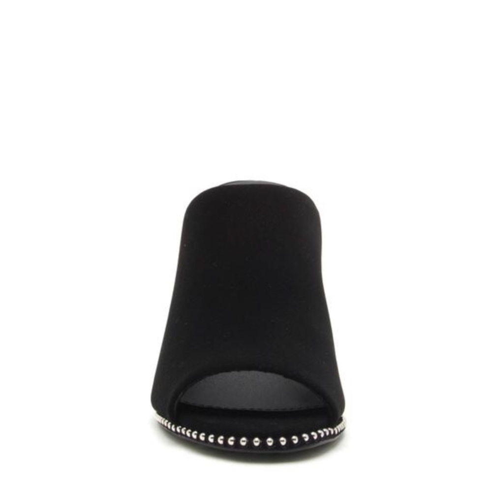 Last 1! QUPID Black studded heeled MULE 4” - Picture 5 of 5